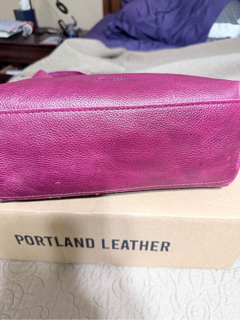 Portland Leather Naomi shoulder bag in Orchid with hide stamp Like new - Picture 3 of 16